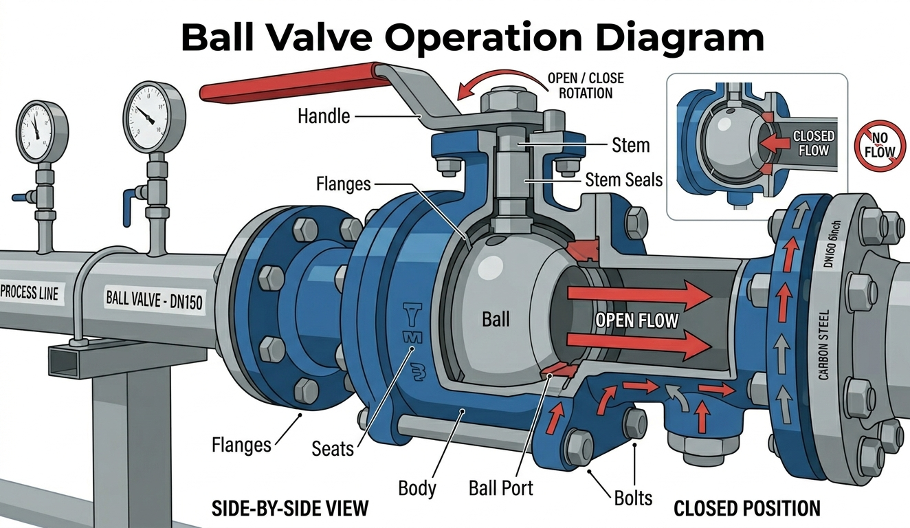 Valve Operation How Does a Ball Valve Work: Simple Explanation with Diagram