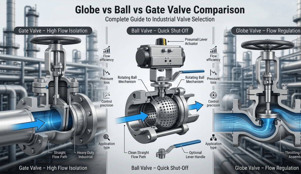 Globe vs Ball vs Gate Valve: Complete Comparison