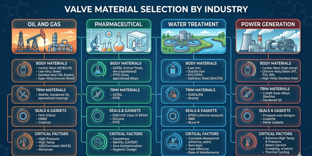 valve material selection guide by industry application